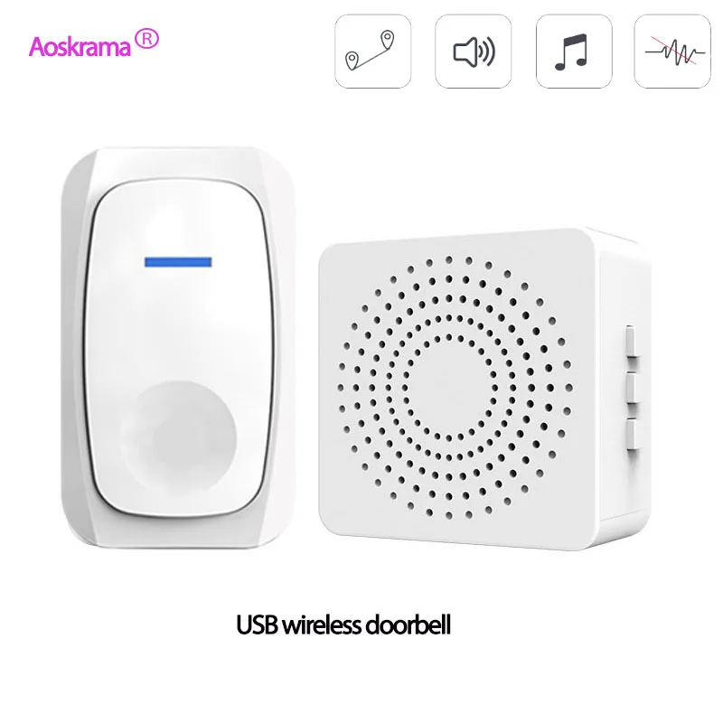 Aoskrama M01 Outdoor Low Power Consumption Wireless Door Chime 150m Range Smart Home Multiple Ring Tones Doorbell