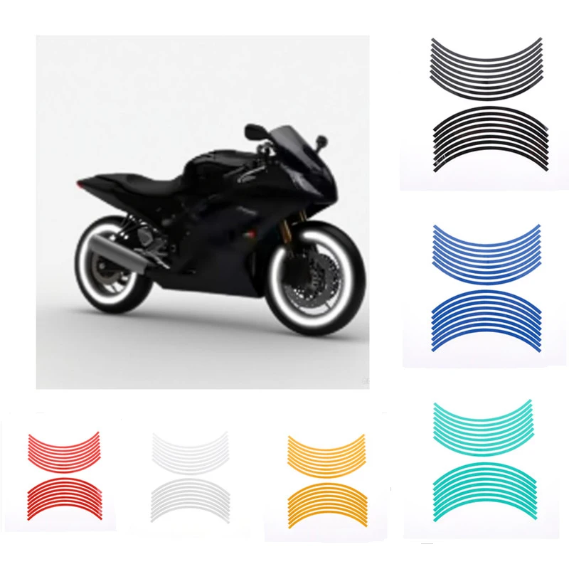 

16 шт. светоотражающая лента для обода колеса, наклейка, наклейка для мотоцикла, автомобиля, велосипеда, ночная безопасность, полоса, украшение, красочные