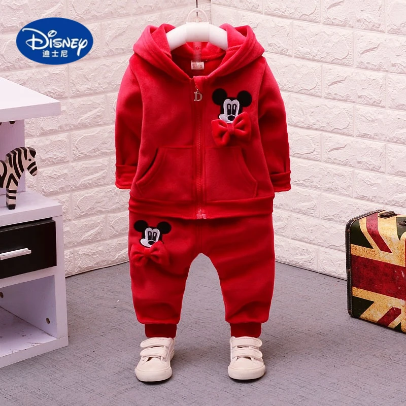 

2025 Disney Baby Outfit 0-4 Years | Korean Style 2-Piece Set, Fleece-Lined for Spring/Fall