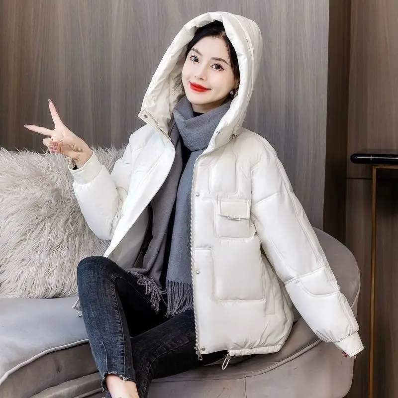 

2023 Cotton Padded Short Parkas New Hooded Down Winter Jacket Women 8 Color Thick Warm Winter Coat Female Outerwear