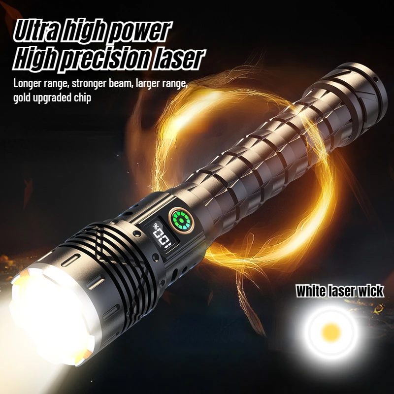 1110000LM 30W White Laser High Power LED Flashlight IPX44 Waterproof Zoom Torch Camping Fishing Lantern USB Rechargeable Lights