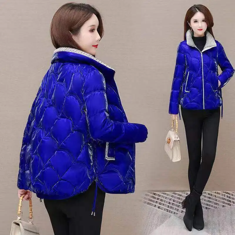 2026 Winter New Women Fashion Western Style Short Cotton Jacket Bright Face Korean Version Loose Thick Warm Color Cotton Jacket