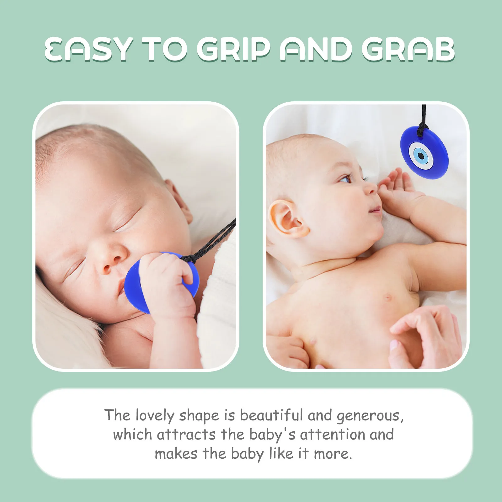 1Pcs Baby Teether Durable Silicone Molar Rod Comfortable Chew Necklace for Infant Teeth Biting Tool Baby Teether