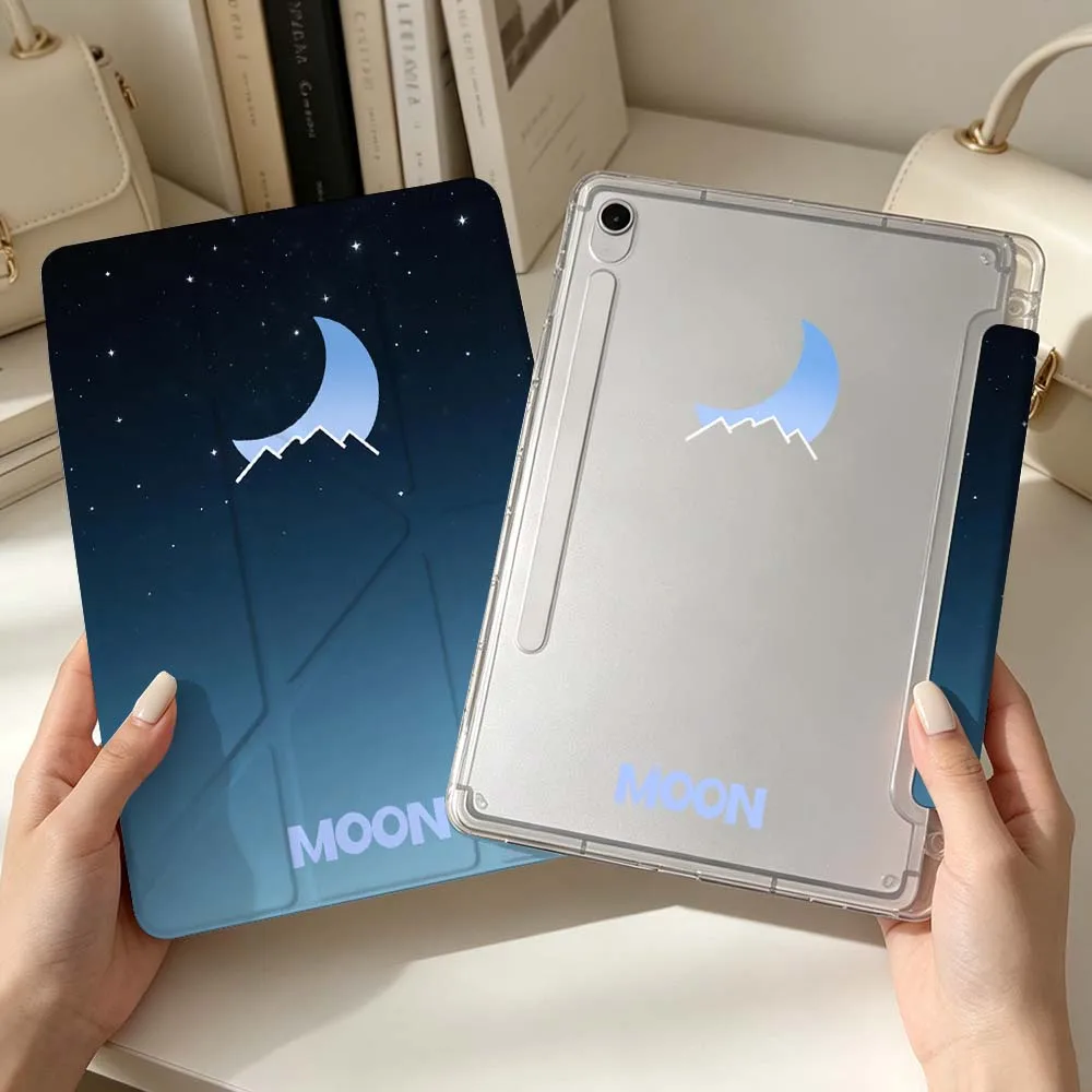 Cartoon Blue Moon Shape For Samsung Galaxy Tab S6 S7 S8 S9 S10 S11 A8 A9 A11 Lite FE Plus 3Y Tablet Case Soft