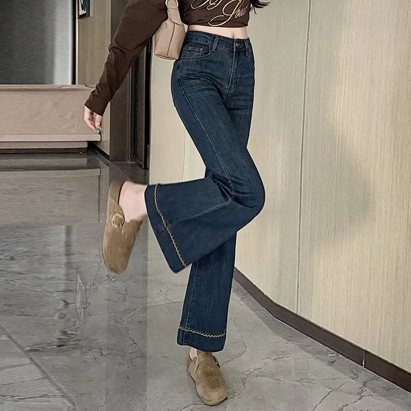 

2026 Autumn High Waist Versatile Micro Flared Jeans for Women Slim Fit and Slimming Flared Ankle Length Pants Denim Trousers