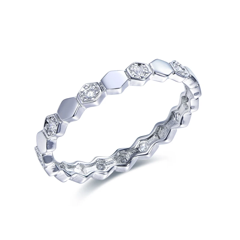 

TKJ стерлингового серебра 925 пробы, штабелируемые кольца для женщин и мужчин, классические геометрические обручальные кольца с кубическим цирконием 4A, обручальные кольца, ювелирные изделия