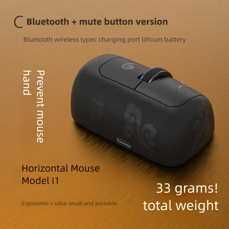 Mini Portable 2.4G/Bluetooth Wireless Horizontal Mouse Ergonomic Type-C Charging Mouse Hand Prevention Mice For Desktop Notebook