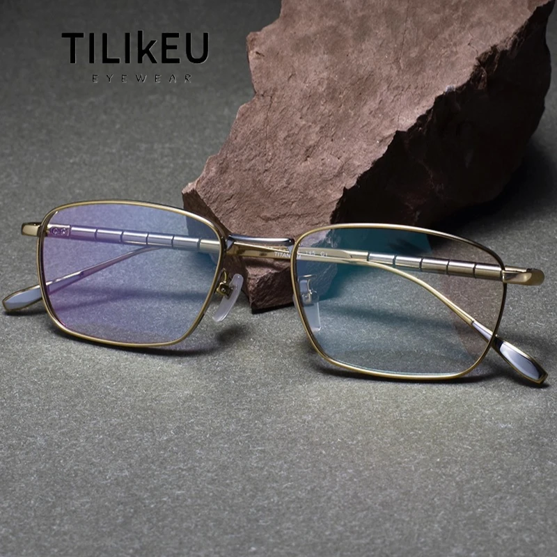Business Myopia Glasses Frame Men Ultra-light Pure Titanium Square High Elasticity Retro Optical Prescription Eyeglasses Frame