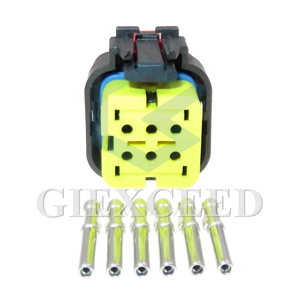 1 Set 6 Pin Auto Waterproof Sealed Socket Car Adapter 776433-3 1.6 Series Yellow Electric Wire Plug AC Assembly With Terminal