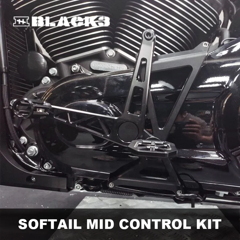 STLF Black3 Motorcycle Mid Control Kit for HD 18-Later Softail Foot Control Mounts Fit LowRider S/Street Bob Instrument Cluster
