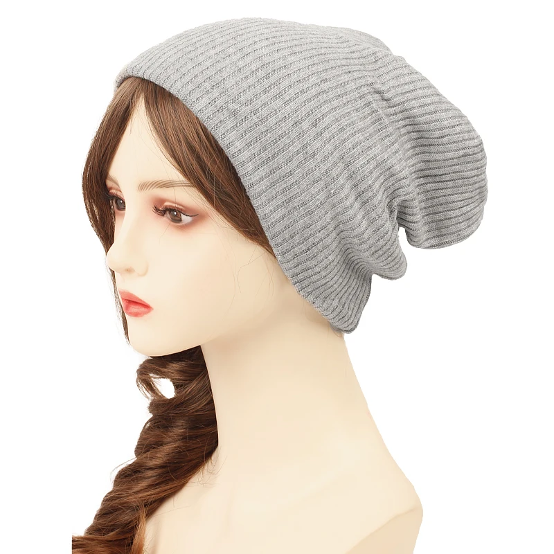 Geebro New Adult Warm Knit Skullies Beanies For Women Fashion Soft Striped Female Hat Autumn Winter Casual Comfortable Bonnet