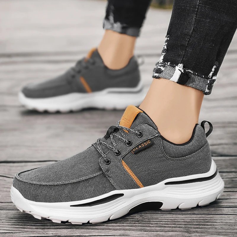 Spring autumn men\'s casual shoes fashionable cowboy canvas shoes thick bottom lightweight walking outdoor sneakers driving shoes