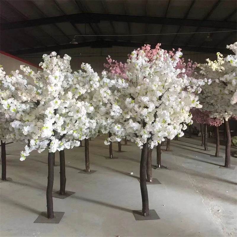 Simulation white cherry tree fake tree net red background interior decoration floor large wishing peach tree