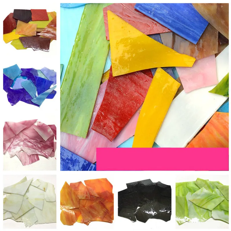 100g Irregular Church Mica Glass Mosaic Tiles Transparent Broken Glass Pieces for Craft DIY Wall Decorative Mosaic Materials