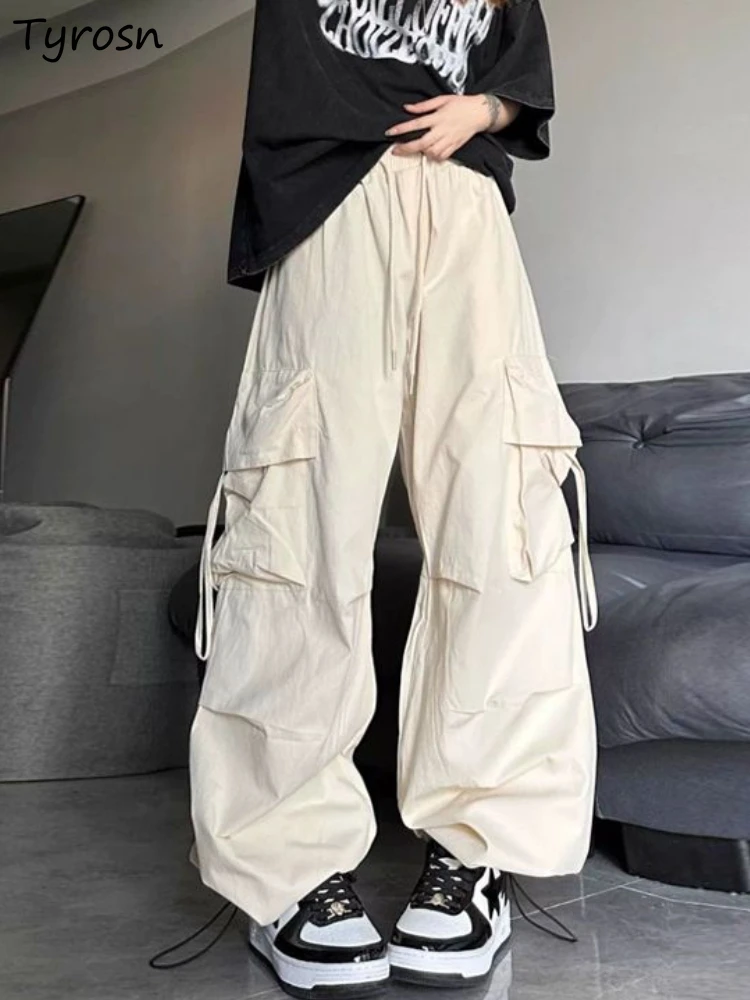 

Pants Women Simple Loose All-match Pockets Solid High Waist Design Ladies Summer American Style Daily Stylish Streetwear Chic