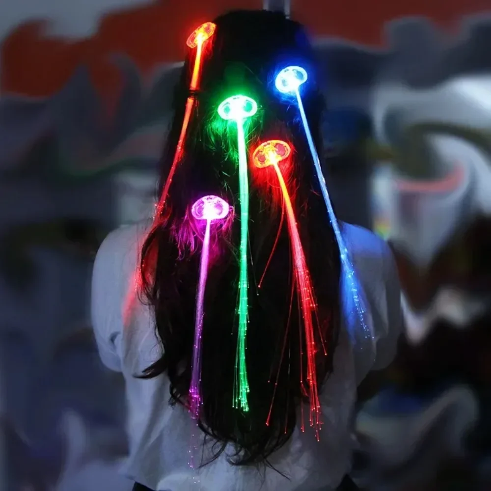 10Pcs Glowing Hair Braid Led Glowing Braid Neon Party Glow in The Dark Christmas Lights Halloween Decoration Party Favor