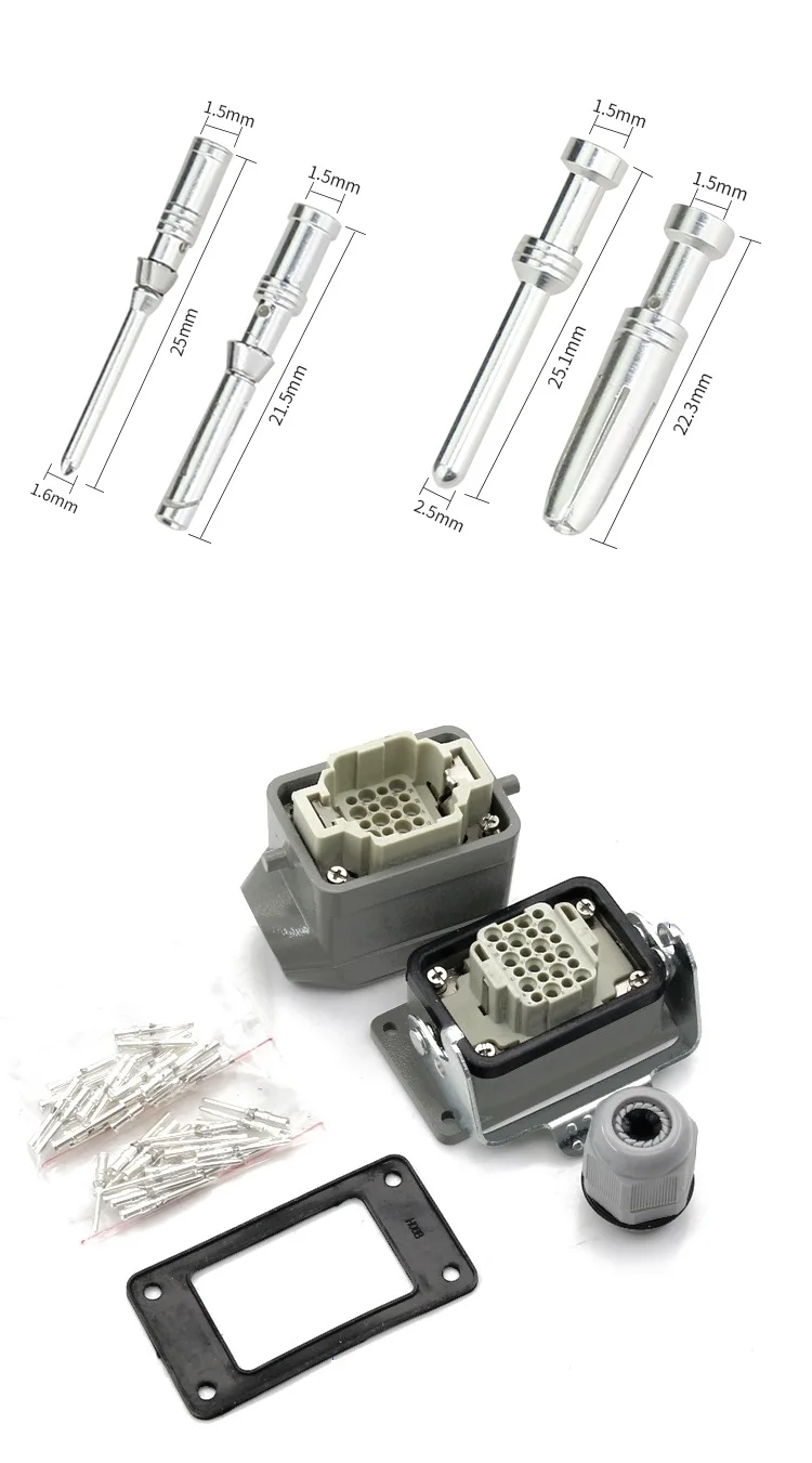 10/15/18/24/25/32/40/42/46/50/64/72/80/92/108/128/144/216 core Heavy duty connector Plugs and sockets for aviation industry