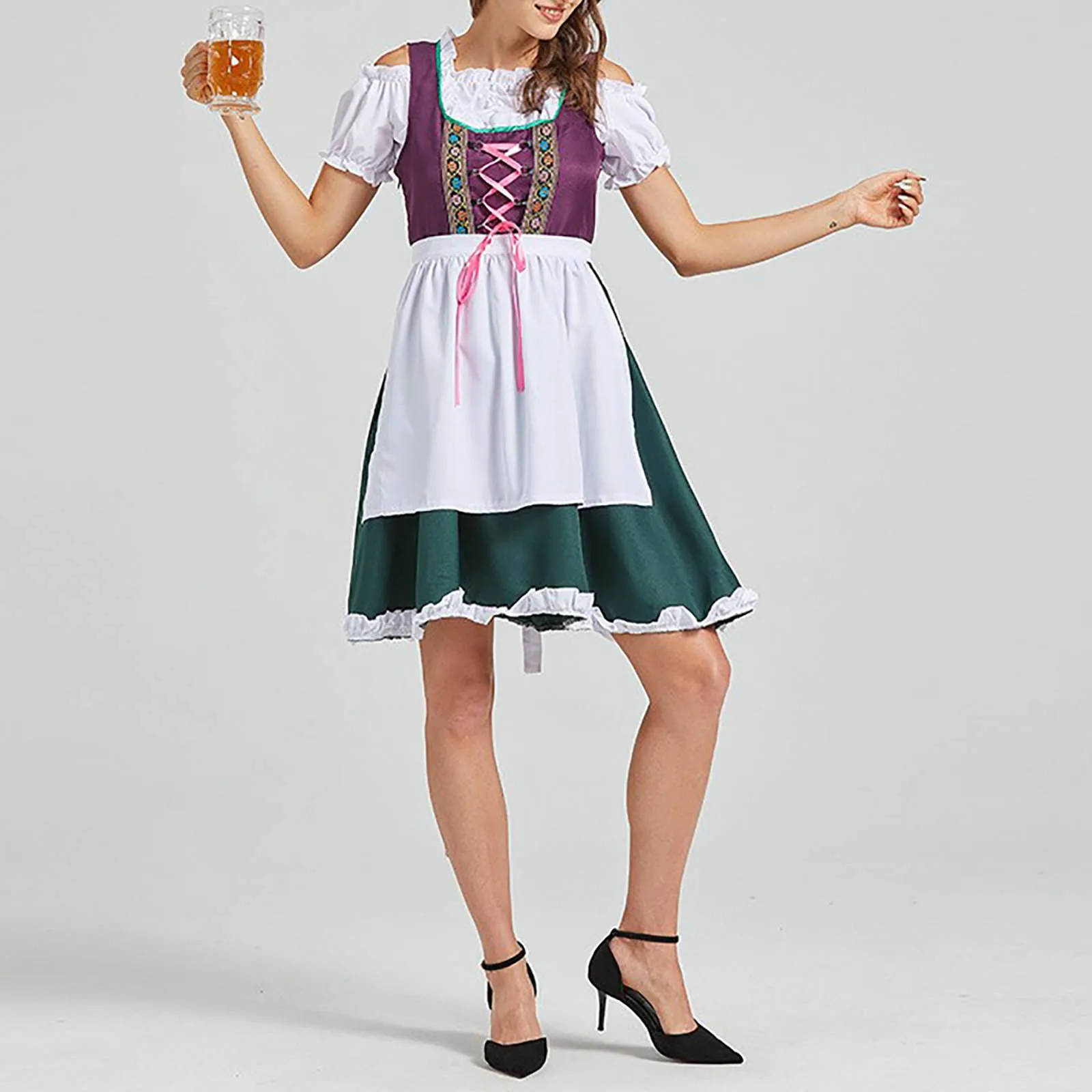 Oktoberfest Dirndl Dress Cosplay Costume 2024 German Beer Festival Tavern Bartender Waitress Outfit Carnival Fancy Dress