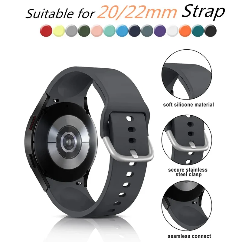 

20MM 22MM Universal Watch band Strap Silicone For Huawei GT 5 4 3 2 2E Pro 41 42 43 46 MM Magic 2 46mm Watch Accessroeis Strap
