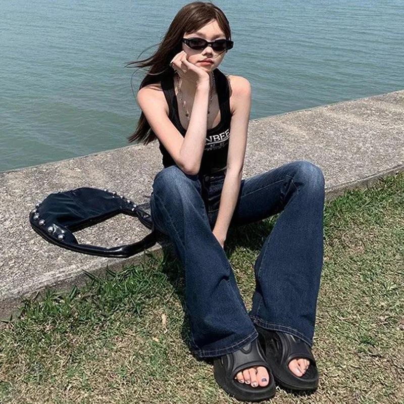 Sexy damesjeans met lage taille Lente zomer Slim Fit Elasticiteit Denim uitlopende broek Amerikaanse retro streetwear Y2k cowboybroek