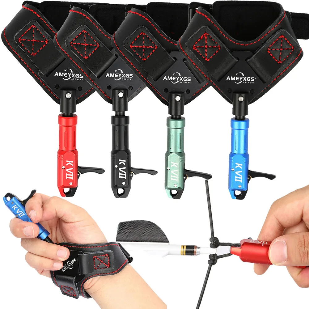 

Archery Compound Bow Wrist Release Aids 6061 Trigger Buckle Adjustable for Arrows Shooting Wristband Thumb Trigger Accessories