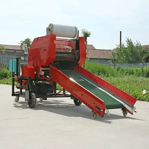 Small Round Tractor Mounted Electric/Diesel Driven High Density Hay Baler Agricultural Corn Straw Green Storage