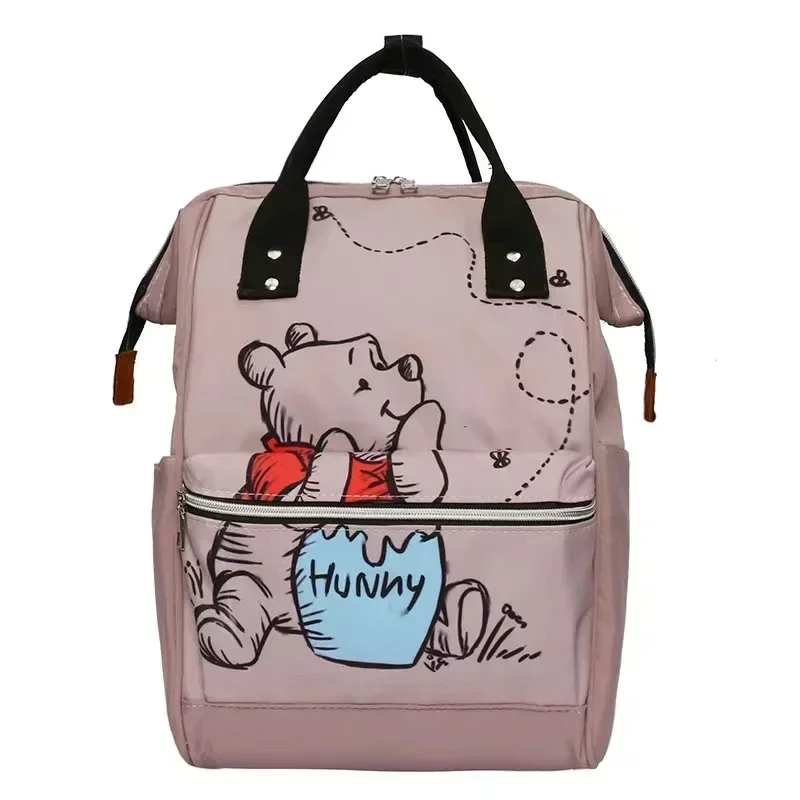 Disney Winnie The Pooh Women Backpack Student  Fashion Cartoon Print Multi-function Large Capacity SchoolBag Mother and Baby Bag