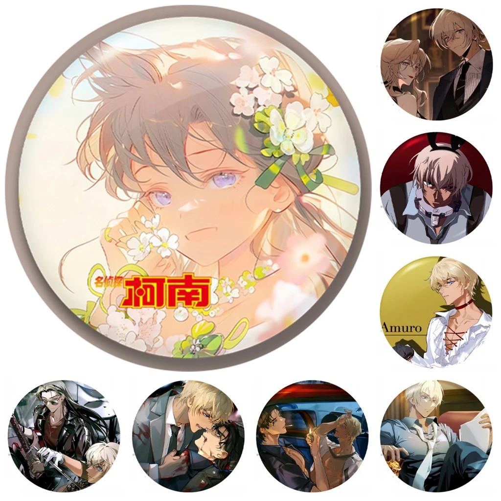 

58 мм аниме Conan Furuya Rei Bourbon Zero Akai Shūichi Moroboshi Dai Mouri Ran косплей костюм значок булавка SPTE жесть брошь