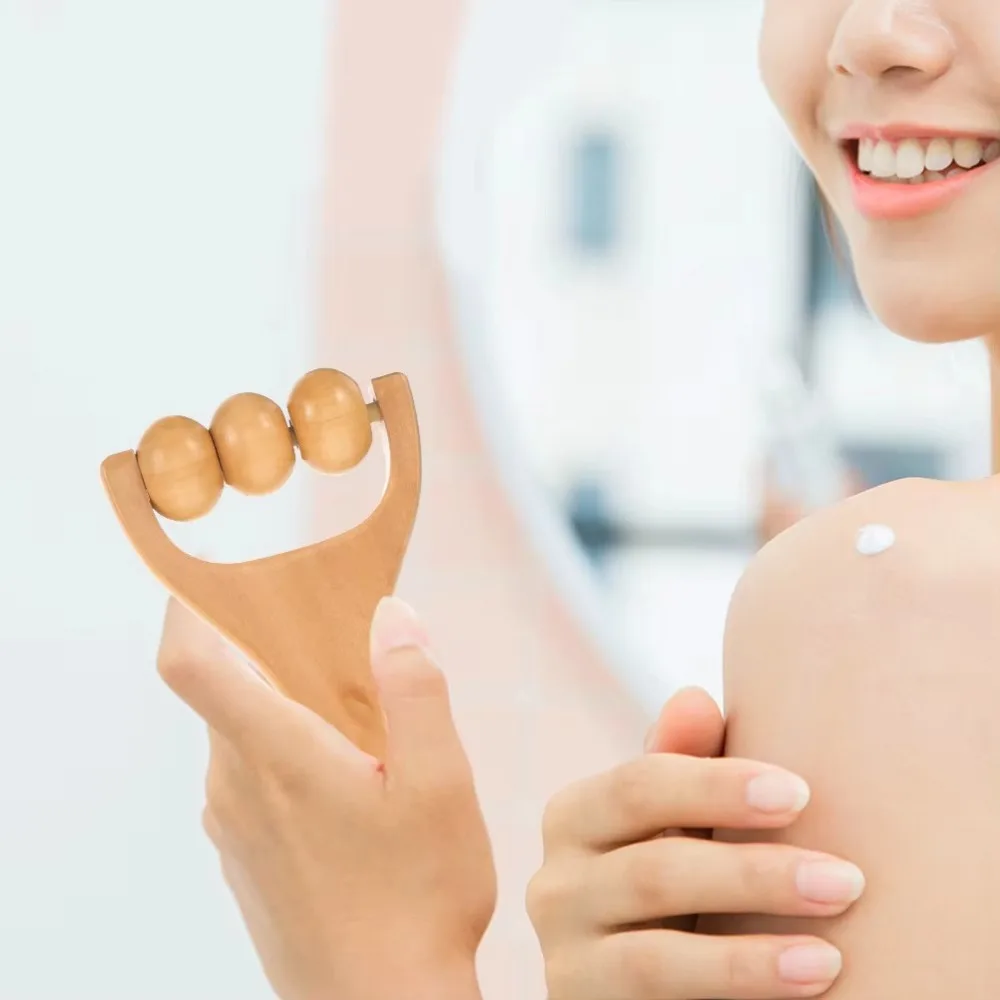 بكرات التدليك الخشبية المحمولة واضحة خطوط الطول أدوات تدليك مدلك الرقبة متعددة الوظائف #5