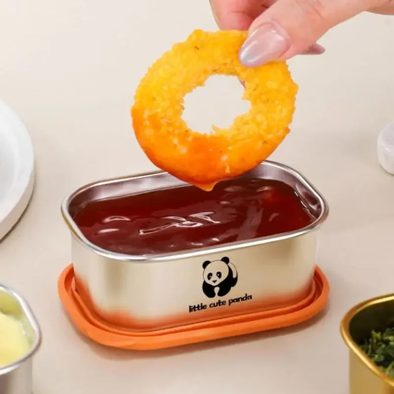 140ml Portable With Sealed Lid Seasoning Box Leak-proof 304 Stainless Steel Sauce Cup Durable High Quality Condiment Containers