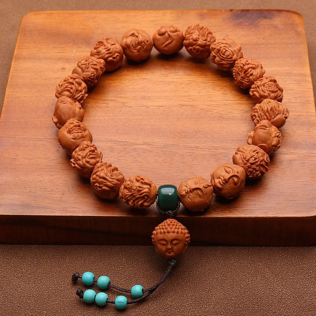 Chinese Style Hand Carved Arhat Dragon Pattern Walnut Beaded Bracelet For Men Good Luck Blessing Wenwan Prayer Wristband Unique