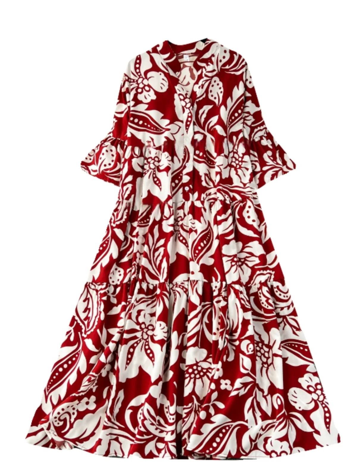 Duży Rozmiar Damska Luźna Spódnica w Kwiaty Wyszczuplająca z Wysokim Stanem w Kształcie Litery A Koreańska Wersja Wiosna Lato