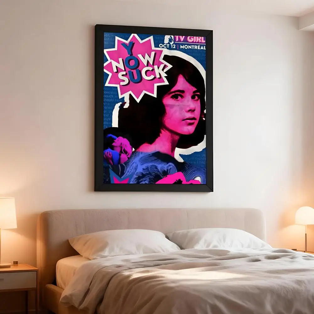 Band Pop T-TV Girl Poster Artistic Peel-Off Wall Decor, Indoor Outdoor Home Ornament for Collectors