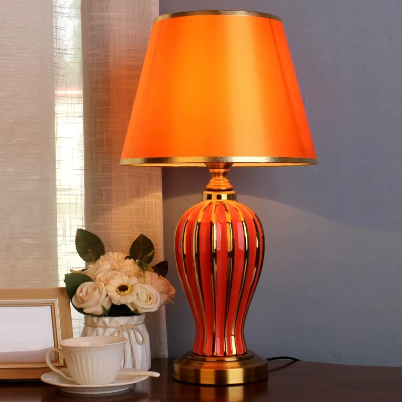 AiPaiTe Modern Resin LED Table Lamp Use Living Room Bedroom Study Room Multi Color Available Fabric Shade Table Lamps