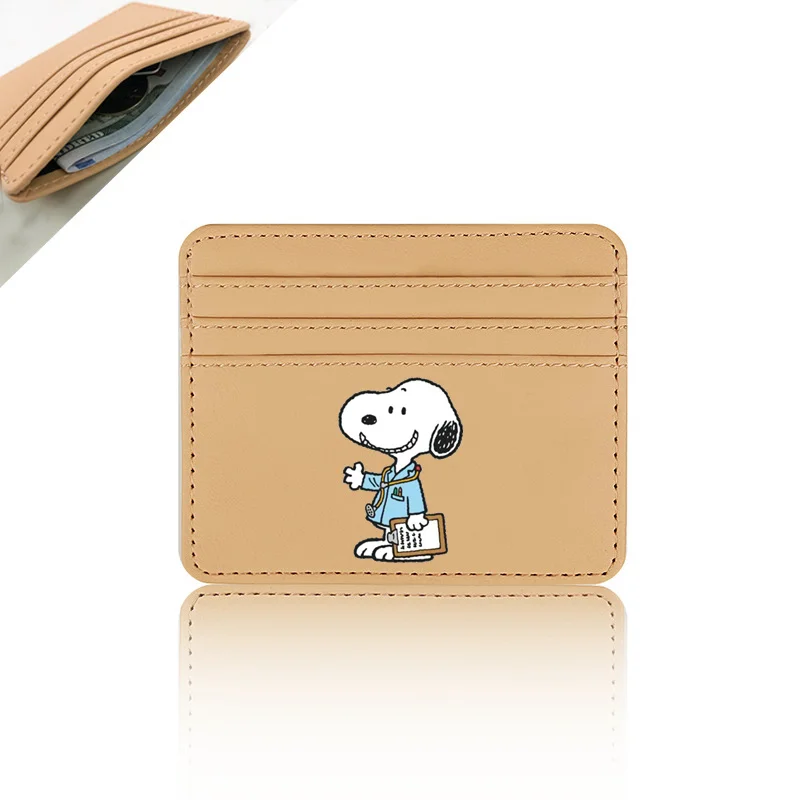 Snoopies Cute Card ID Holder Coin Purse 2024 Popular Cartoon PU ID Genuine Leather Driver's License Coin Purse for Men and Women