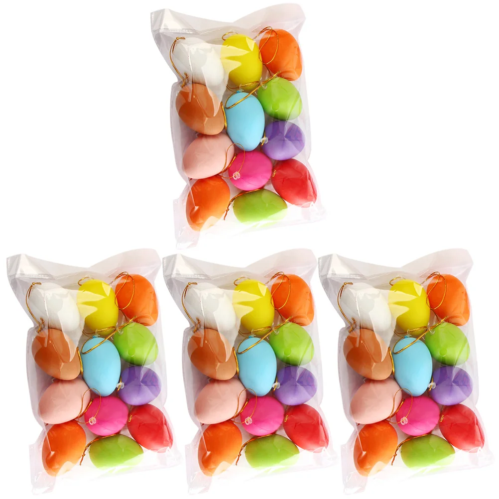 48 pçs plástico casca de ovo de páscoa imitação diy doodle ovos para crianças arte artesanato pendurado ornamento fontes de festa presente