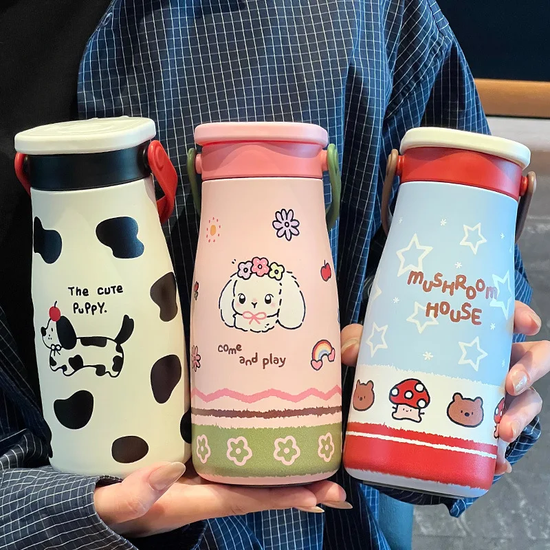 

600 ML Ceramic Inner Tank Thermos Cup Large Capacity 2025 New Girls High Value Students Portable Double Drinking Straw Water Cup