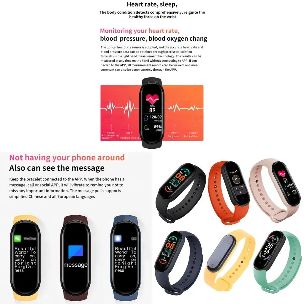 4XFC for Smart Bands Sport Fitness for Smart WatchesPedometer Heart Rate Bluetooth-compatib