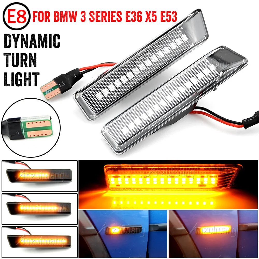 

Led Dynamic Turn Signal Light Side Marker Fender Sequential Lamp Blinker For BMW E36 M3 Facelift 1997-1999 X5 E53 1999-2006