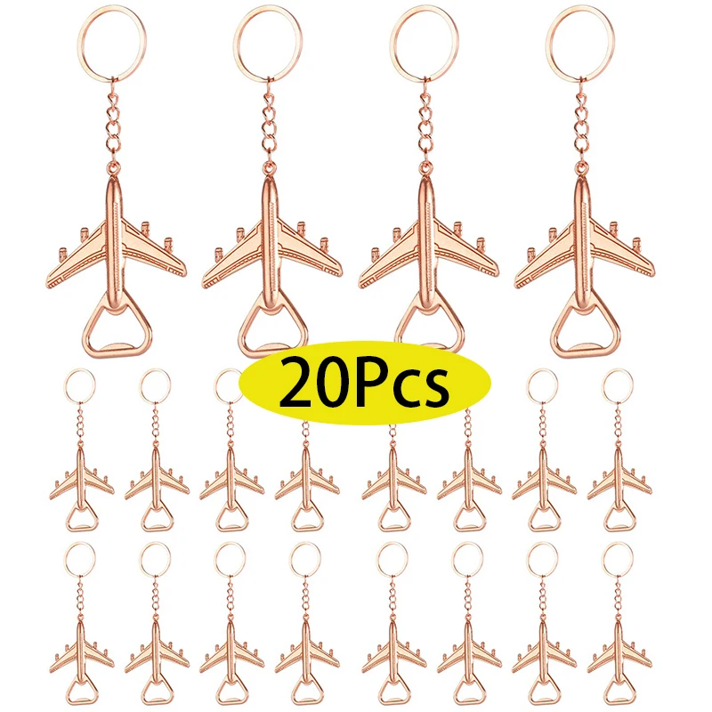 20Pcs Aircraft Opener Keyring 3D Airplane Metal Beer Opener Keychain Airline Promotional Gift