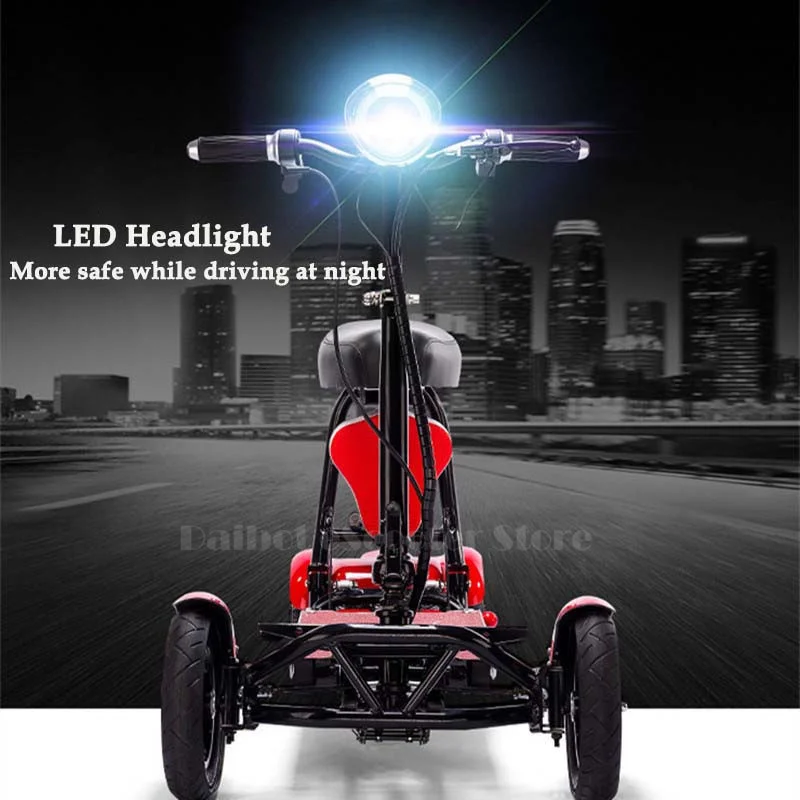 EU Stock 4 Wheel Drive Mobility Scooters For Seniors Foldable Lightweight 500W 36V 10 Inch Folding Electric Scooter With 2 Seats