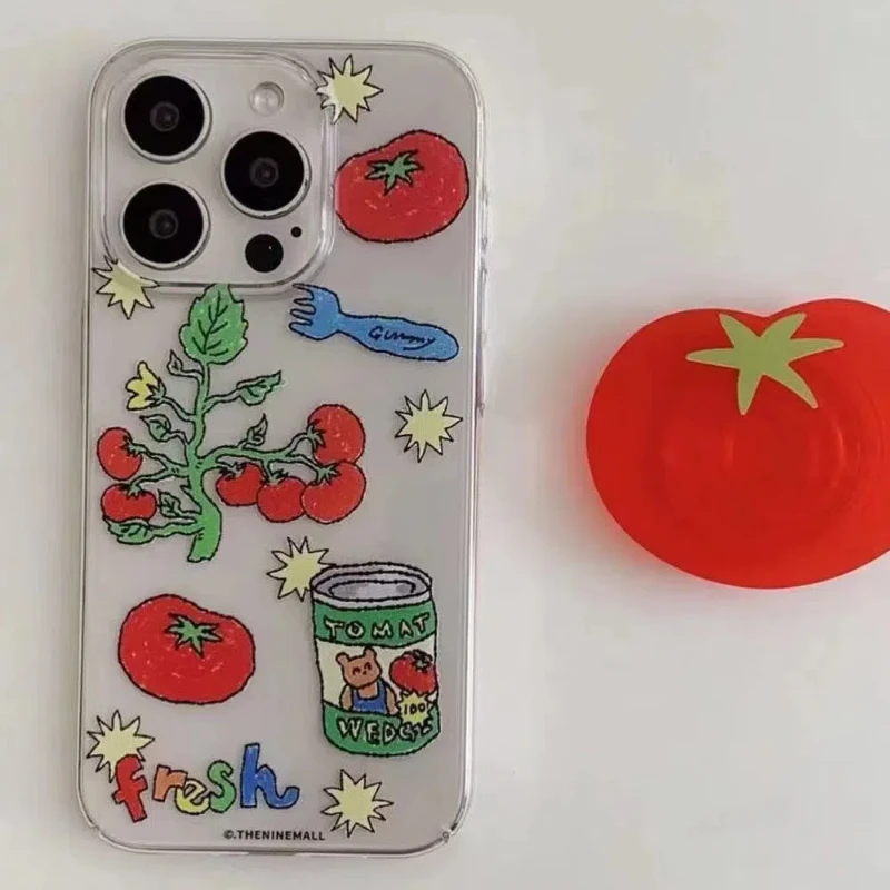 Simple Ins Tomato Can Graffiti Kawaii Phone Case IPhone 15 14 13 12 Pro Max Silicone Shockproof Back Cover IPhone 11 14 PLUS