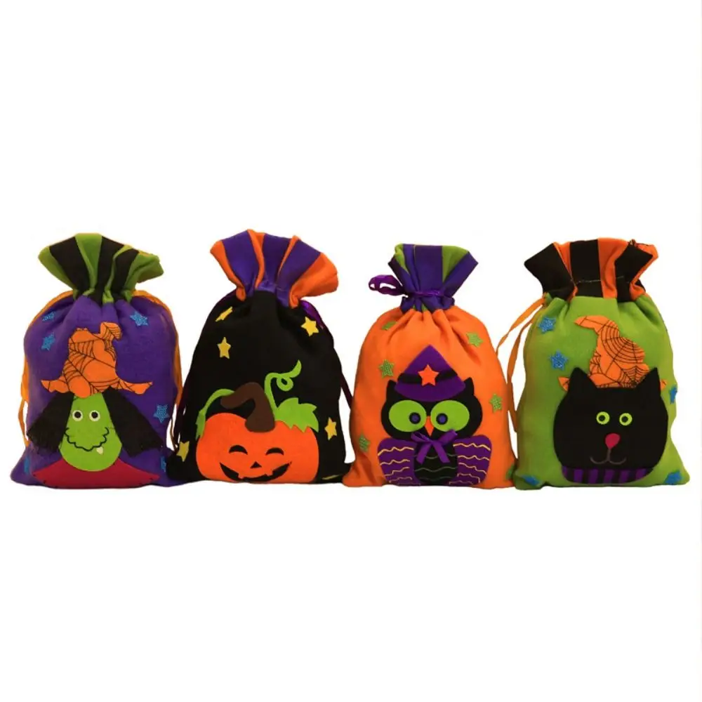 Portable Skeleton Halloween Candy Drawstring Bag Witch Non-woven Trick Or Treat Bag Gifts Pouch Pumpkin Bag Cosplay Pros