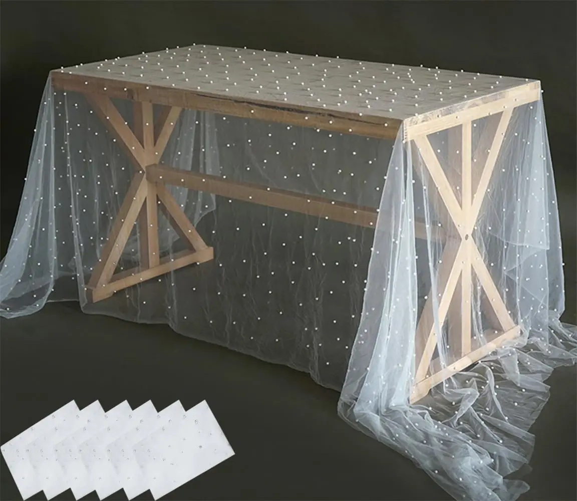 

Скатерти с белым жемчугом, объемная прозрачная тюлевая скатерть для украшения мероприятий, арка, десертная мягкая шифоновая ткань, 6 шт., 10 футов