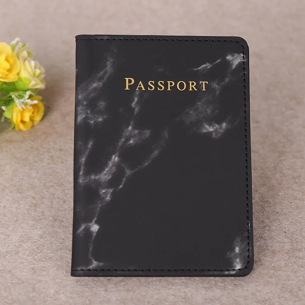 Women Men Passport Cover Pu Leather Marble Style Travel ID Credit Card Passport Holder Ticket Protective Packet Bag Wallet Pouch