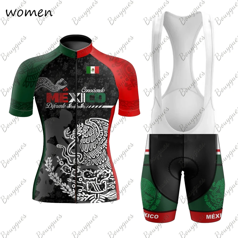 2022 Mexico Women Triathlon Short Sleeve Cycling Jersey Sets Maillot Ropa Ciclismo Outdoor sports Bicycle Clothing Bike Shirts