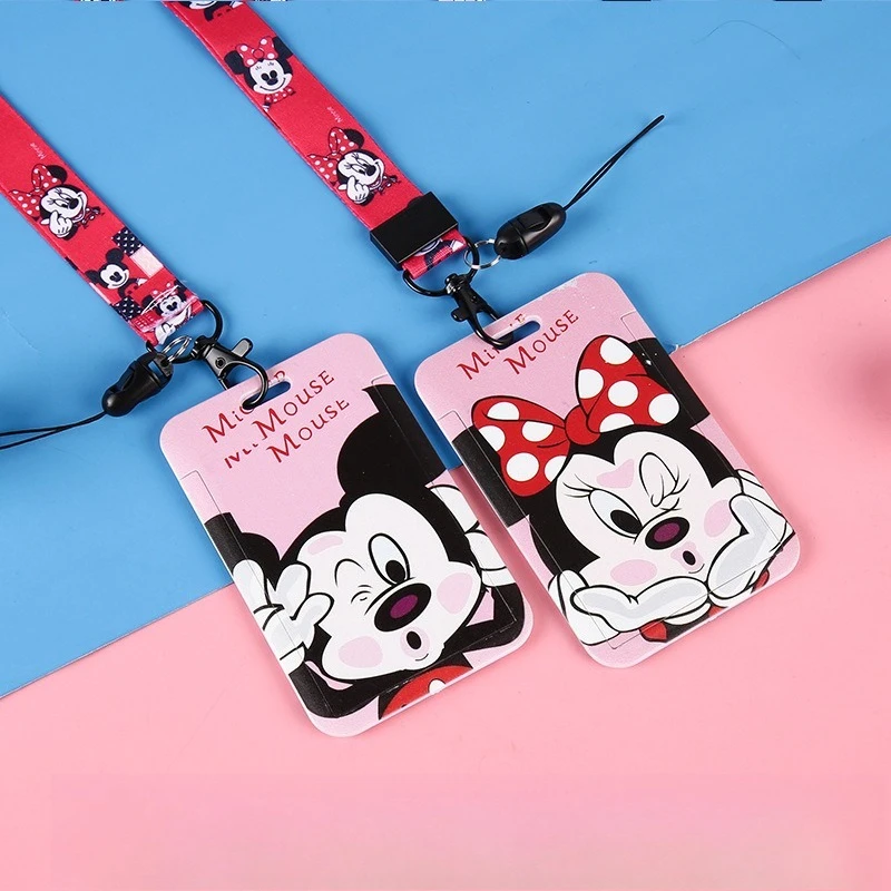 

Disney Mickey and Minnie Couple Style Card Holder Protective Cover for Students Campus Bus Access Control Work ID Badge