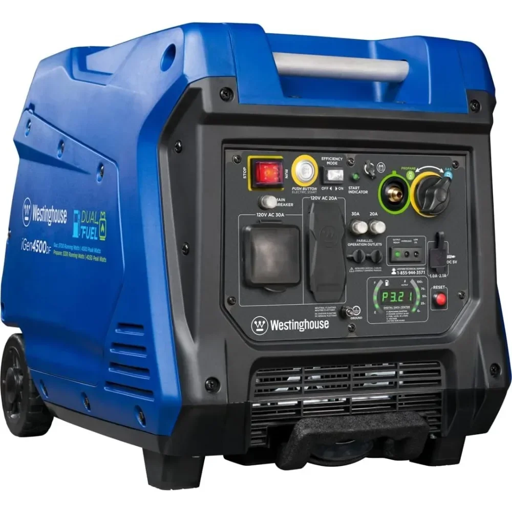 4500 Peak Watt Super Quiet Dual Fuel Portable Inverter Generator, Remote Electric Start