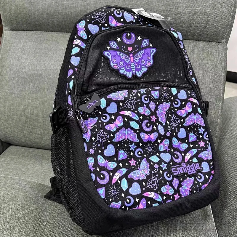 Genuine Australian Smiggle Black Background Colorful Butterfly Backpack Student Cartoon Backpack Water Bottle Pencil Bag Gift