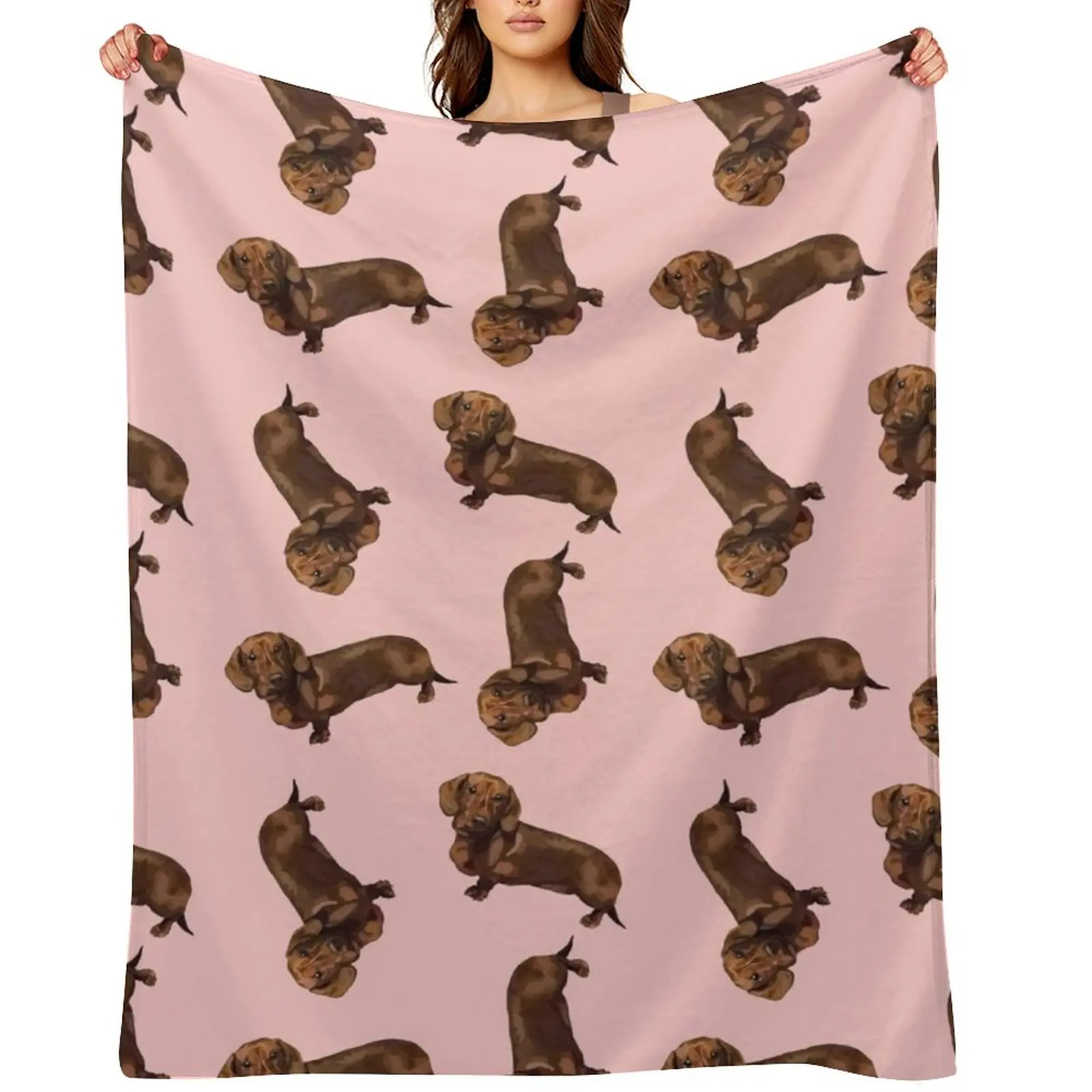 

Mini Dachshund / Sausage Dog Throw Blanket Polar Bed Fashionable Soft Plaid Flannel Fabric Blankets